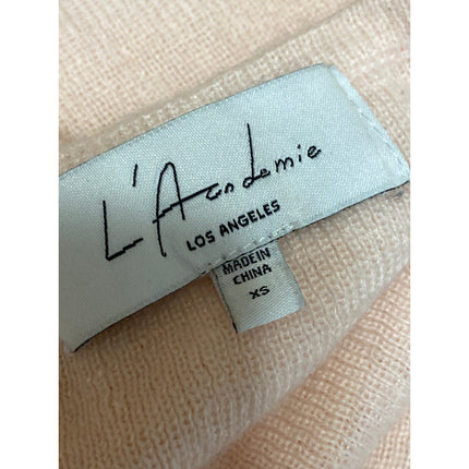 L'Academie Women's Pink Wool Square Neck Short Puff Sleeve Crop Blouse Top Sz XS