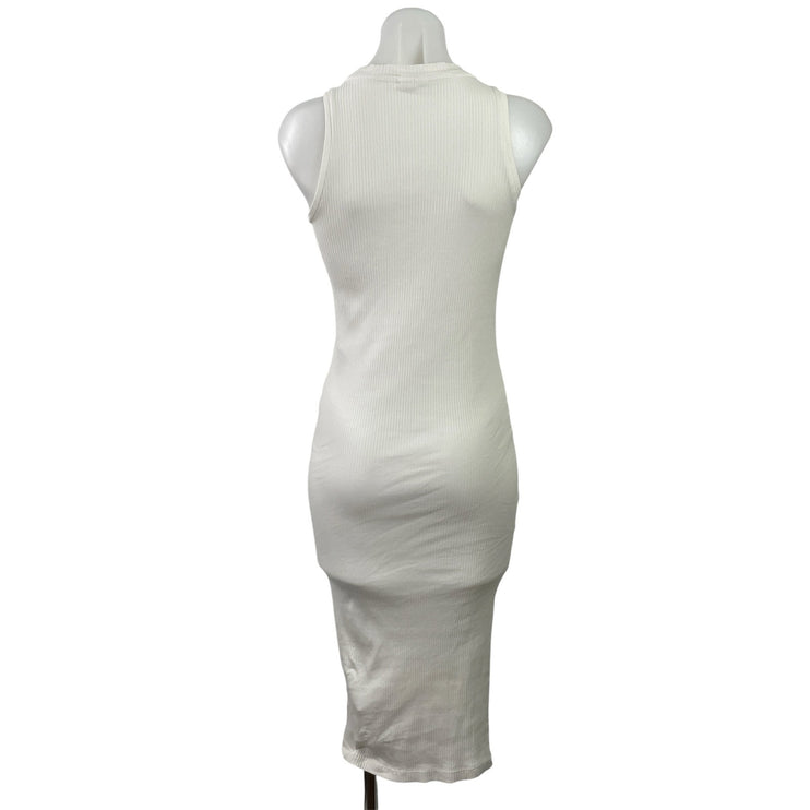 AWARE Vero Moda Womens White Sleeveless Ribbed Knit Tank Midi Bodycon Dress Sz S
