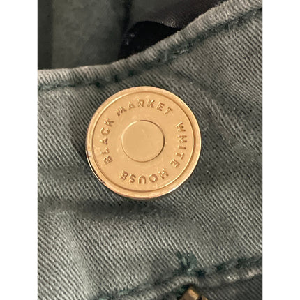 White House Black Market Women's Green Zip Cargo Crop Skinny Denim Jeans Size 2