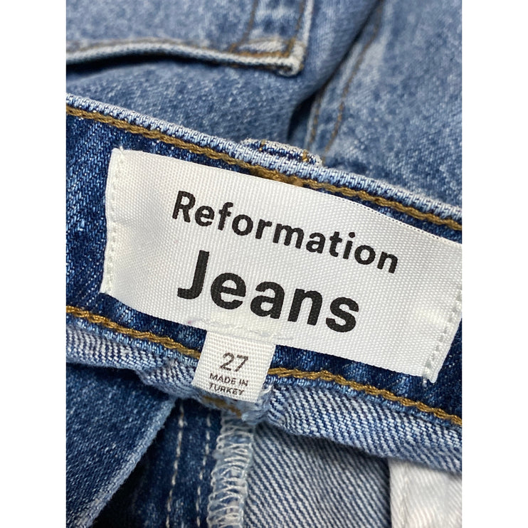 Reformation Jeans Tazz Blue High Slit High Waist Maxi Denim A-Line Skirt Size 27