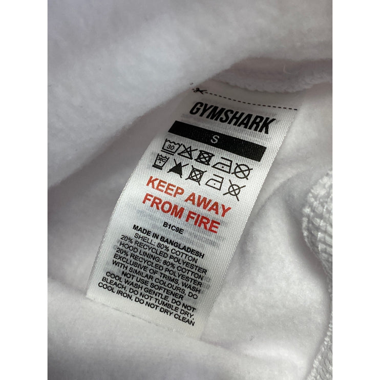 Gymshark Women's White I Love Squats Hoodie Hooded Graphic Sweatshirt Top Size S