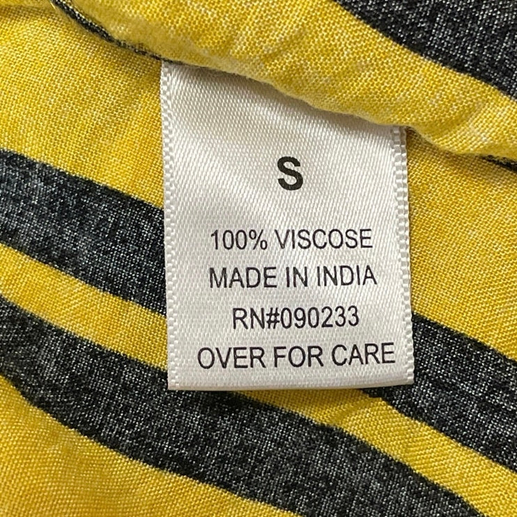 Pacsun Men's Yellow Striped Short Sleeve Collared Button Down Shirt Top Size S