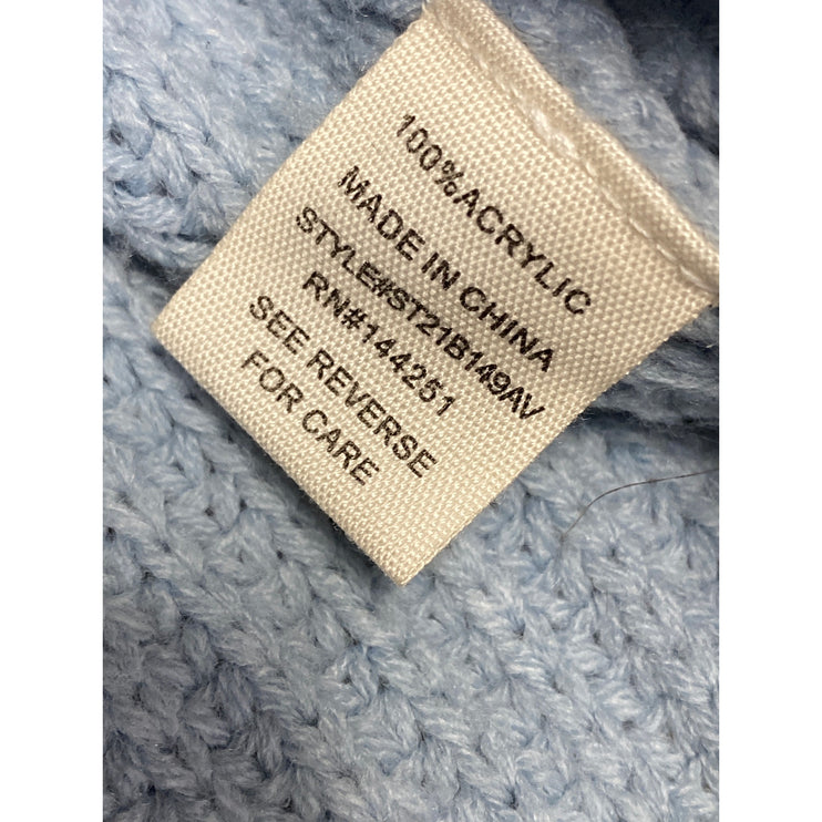 Moon & Madison Women's Blue Eyelet V-neck Long Balloon Sleeve Knit Sweater Top M