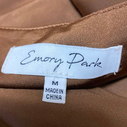 Emory Park Women's Brown Silky Satin Zipper Mini Pencil A-Line Slip Skirt Size M