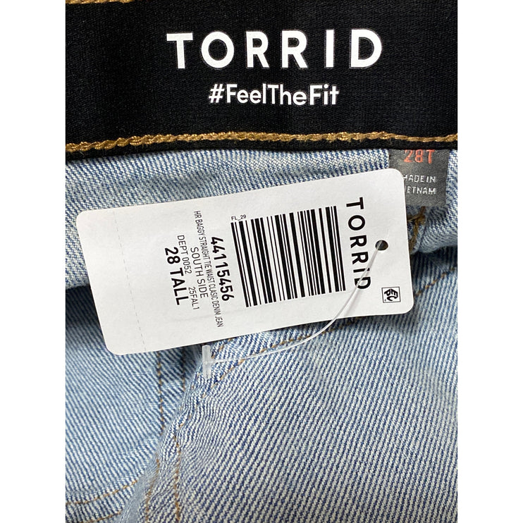 NEW Torrid Women's Blue High Rise Light Wash Baggy Wide Leg Denim Jeans Size 28T