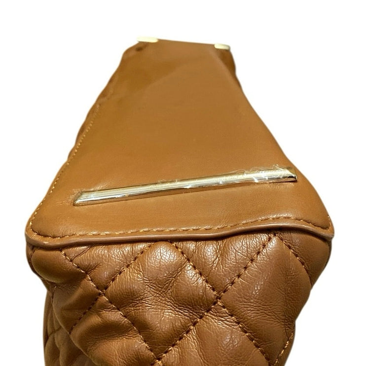 Steve Madden Bkimmy Womens Brown Quilted Faux Vegan Leather Tote Shoulder Bag OS