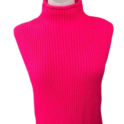 Zara Pink Sleeveless Turtleneck Waffle Chunky Knit Midi Bodycon Sweater Dress S