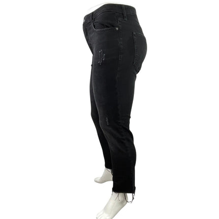 Aeropostale Women's Black Raw Hem High Waisted Skinny Leg Denim Jeans Pants 36