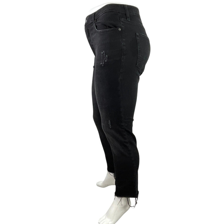 Aeropostale Women's Black Raw Hem High Waisted Skinny Leg Denim Jeans Pants 36