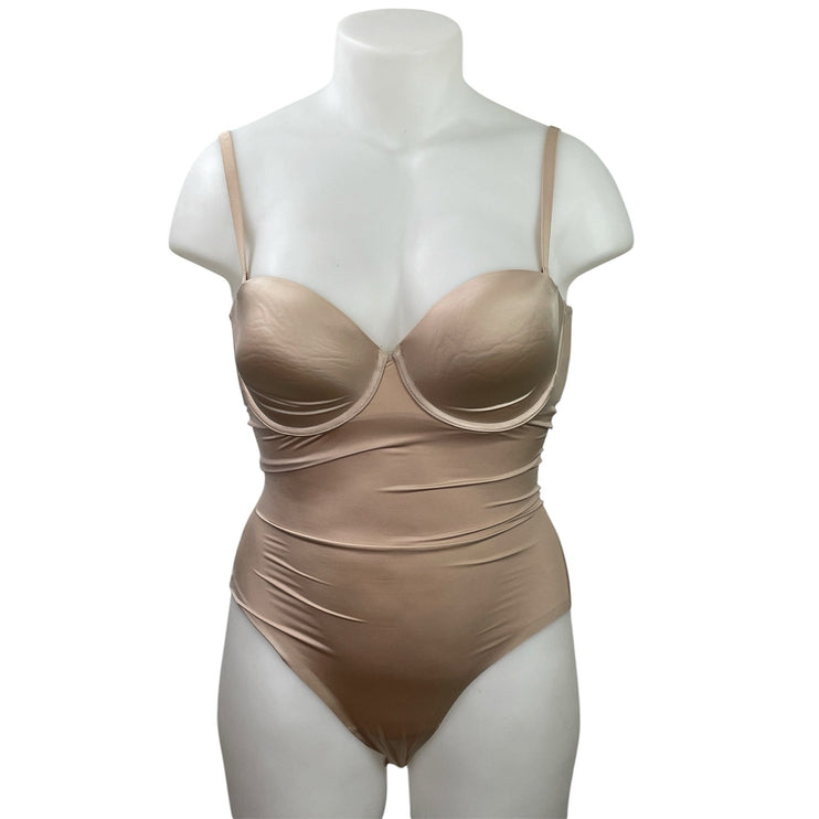 SPANX Suit Your Fancy Women's Brown Sleeveless Underwire Shapewear Bodysuit XL