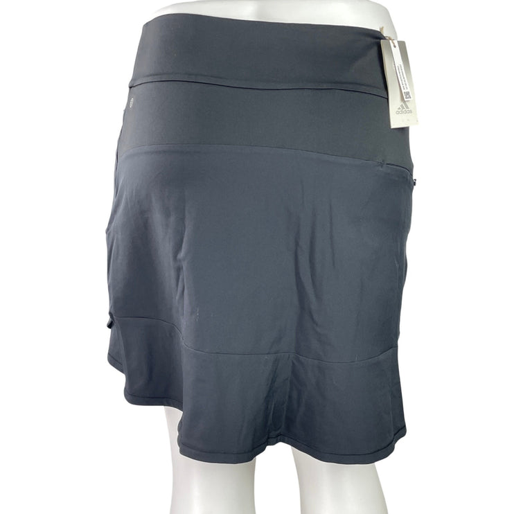 NEW Adidas Black Elastic Waist Zip Pocket Athletic Tennis Frill Skort Skirt 1X