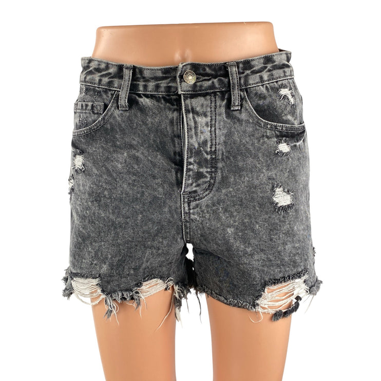Vervet Womens Gray Distressed Ripped Raw Frayed Hem Cutoff Mom Denim Shorts Sz S