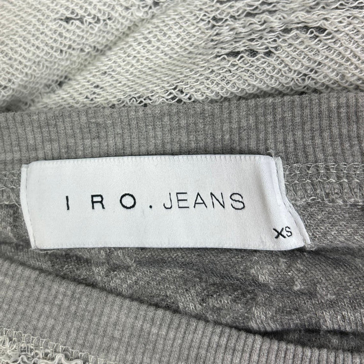 IRO Jeans Womens Gray Cotton Distressed Oversized Long Sleeve Sweatshirt XS