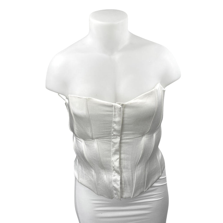 Zara Women's White Sleeveless Strapless Bandeau Corset Crop Tank Tube Top Sz XL