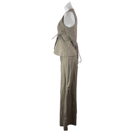 Meshki Women's Gray Taupe Sleeveless Tie Wide Leg Trousers 2 Piece Set Size S