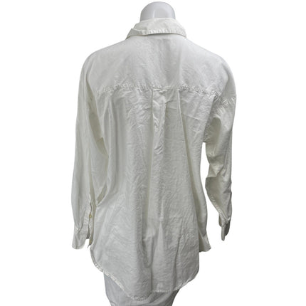 Ann Taylor LOFT Women's White Long Sleeve Collar Button Down Shirt Top Size M