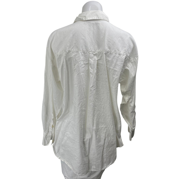 Ann Taylor LOFT Women's White Long Sleeve Collar Button Down Shirt Top Size M