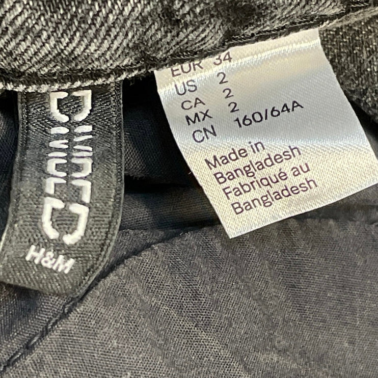 Divided by H&M Women's Gray Denim High Waisted Cargo Pockets Jean Skirts Size 2