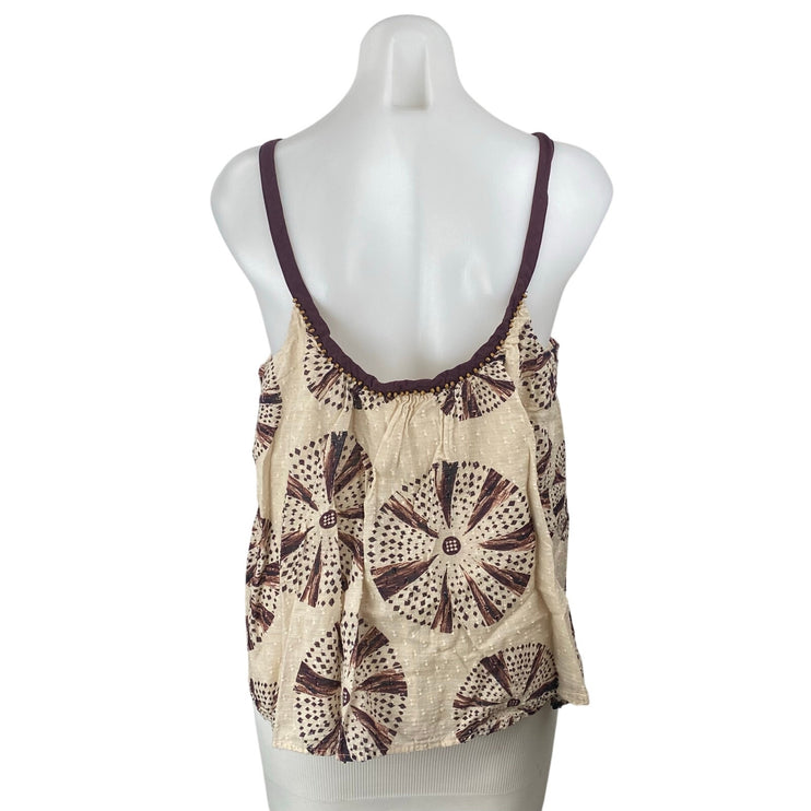 Anthropologie X Forever That Girl Beaded Brown Mandala Tie Dye Cami Tank Top M