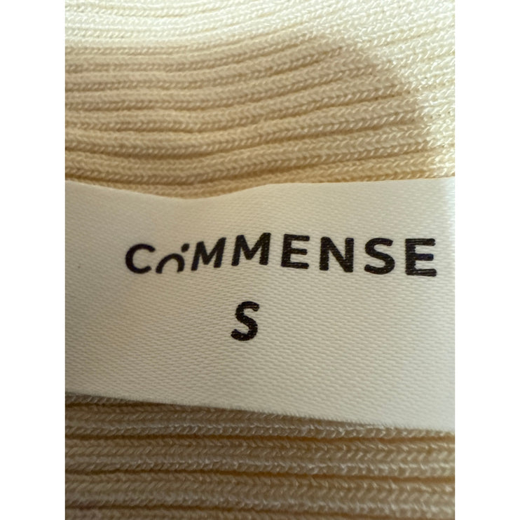 Commense Cream Sleeveless Crochet Rib Knit Cami Corset Bustier Crop Tank Top S