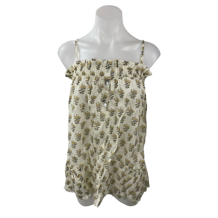 Zara Womens Beige Floral Ruffle Sleeveless Cami Camisole Tank Mini Dress Size XS