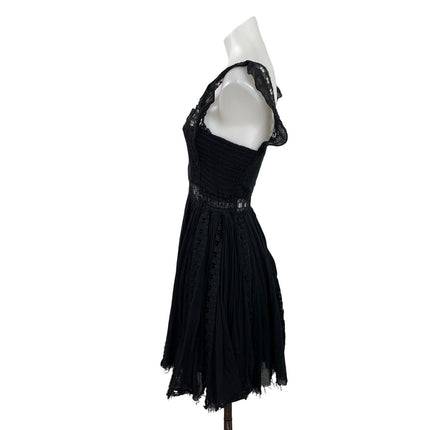 Free People Verona Black Sleeveless Lace Ruffle Mini A-Line Fit & Flare Dress S