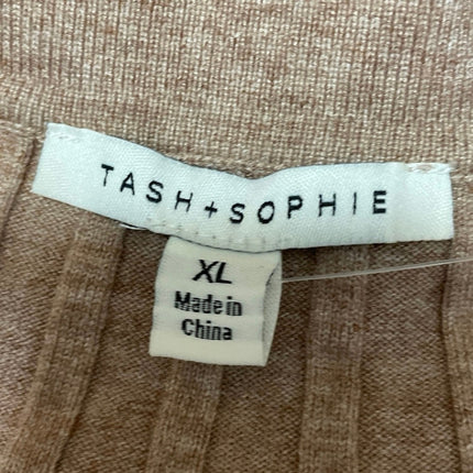 Tash + Sophie Tan Long Sleeve Ribbed Knit Collared Polo Sweater Maxi Dress XL