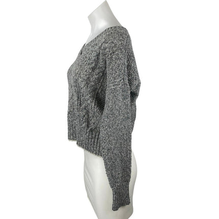 Abercrombie & Fitch Womens Gray Cable Knit V-neck Long Sleeve Crop Sweater Top M