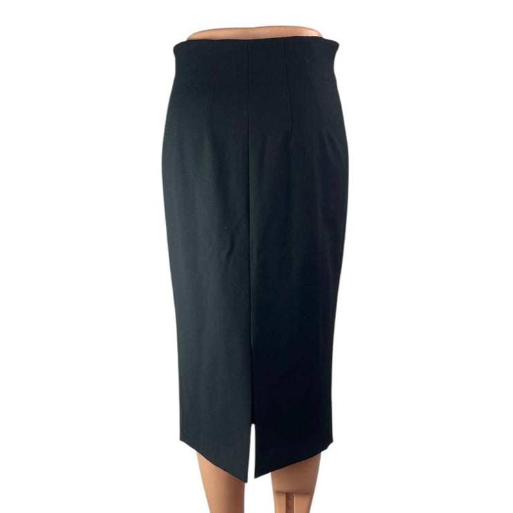 NEW Veronica Beard Erin Women's Black Zip Up Front Midi Straight Pemcl Skirt 6