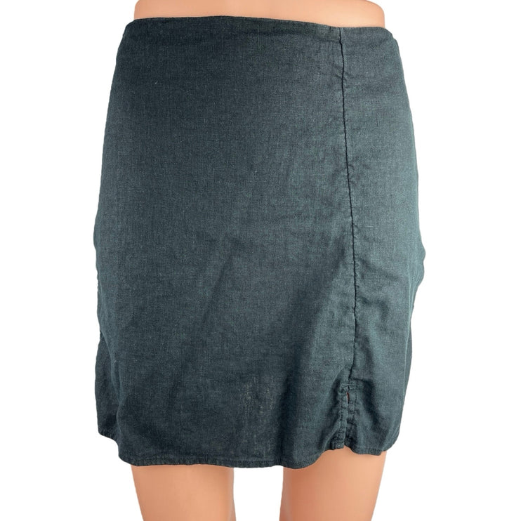 A New Day Black Linen Straight Pencil Zipper Lightweight Casual Mini Skirt Sz XS