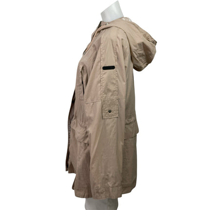 Lucky Brand Brown Tan Zip Up Long Sleeve Hooded Hoodie Utility Coat Jacket Sz M