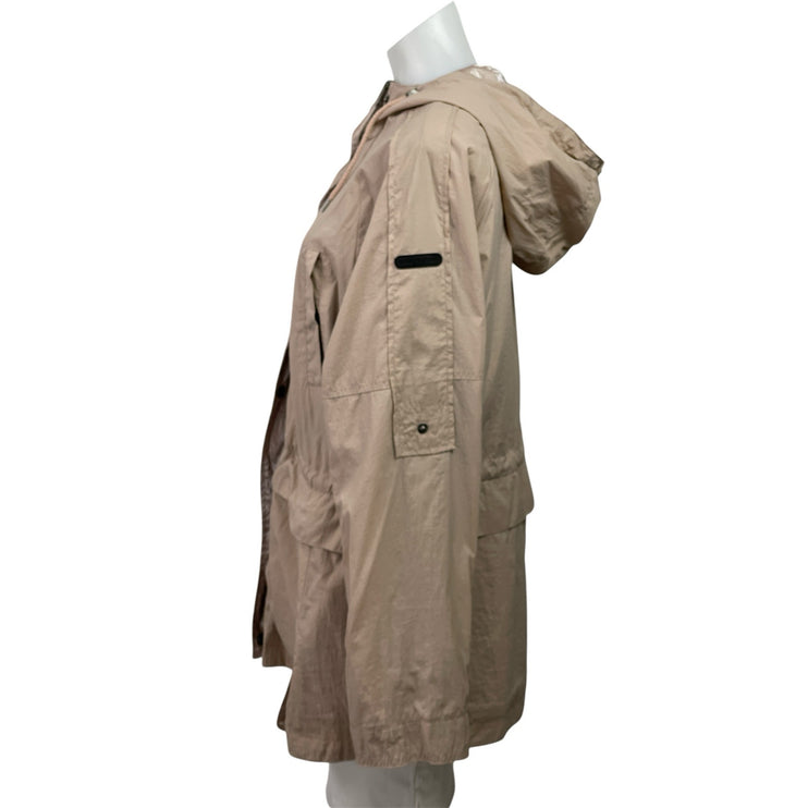 Lucky Brand Brown Tan Zip Up Long Sleeve Hooded Hoodie Utility Coat Jacket Sz M