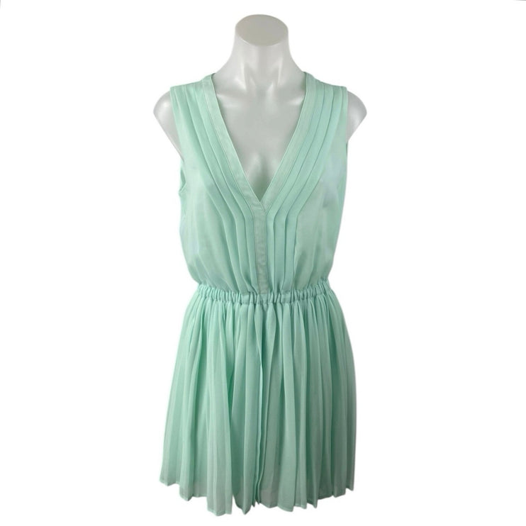 Victoria's Secret Mint Green Sleeveless V Neck Pleated Fit & Flare Mini Dress S