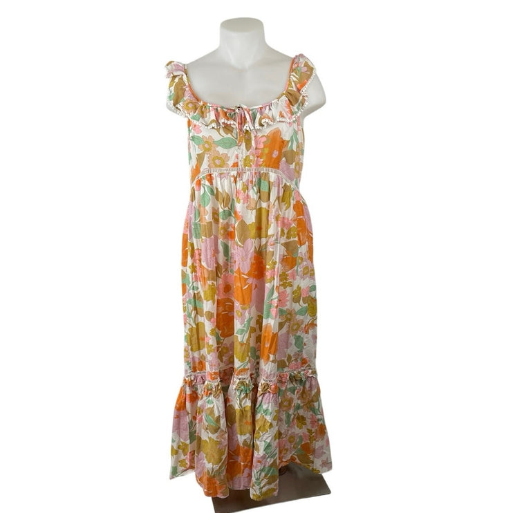 Asos Design Multicolor Floral Ruffle Tiered Maxi Tank Flare A-Line Sun Dress 16