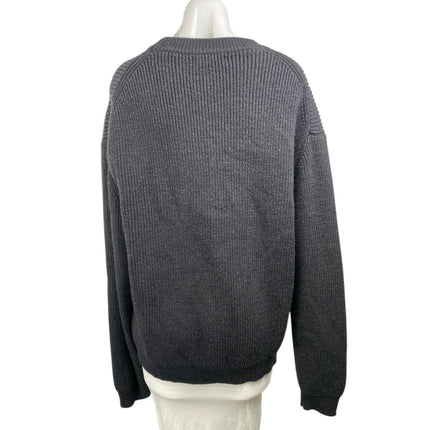 Zara Women's Black Long Sleeve Ribbed Knit Crew Neck Pullover Sweater Top Size L