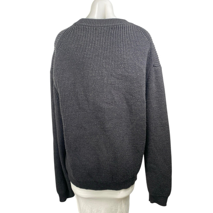 Zara Women's Black Long Sleeve Ribbed Knit Crew Neck Pullover Sweater Top Size L