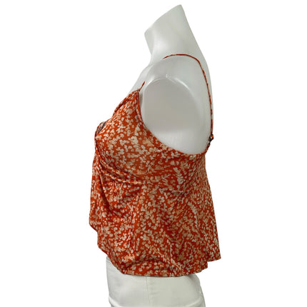Anthropologie Orange Floral Sleeveless Twist Front Cami Camisole Tank Top Sz XXS