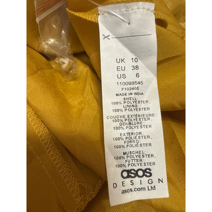 NEW Asos Mustard Yellow High Neck Long Puff Sleeve Fit & Flare Mini Dress Size 6