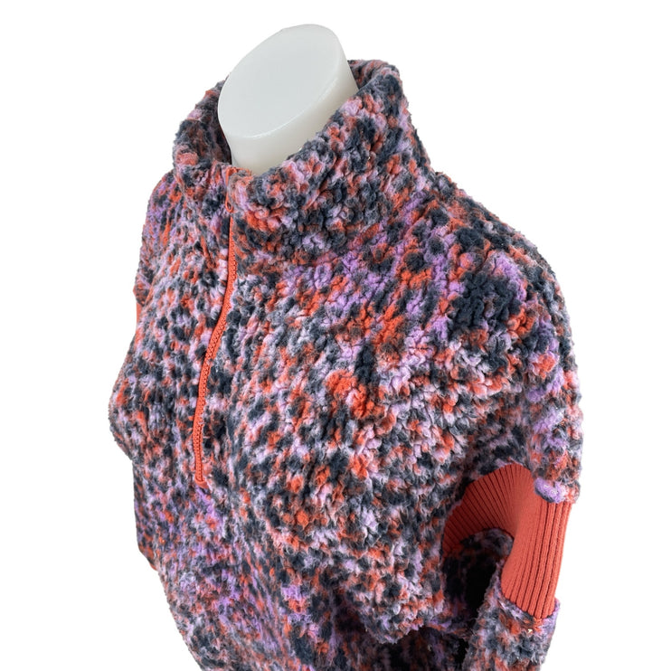 JoyLab Womens Purple Cheetah Leopard 1/2 Zip Long Sleeve Sweater Jacket Top XS