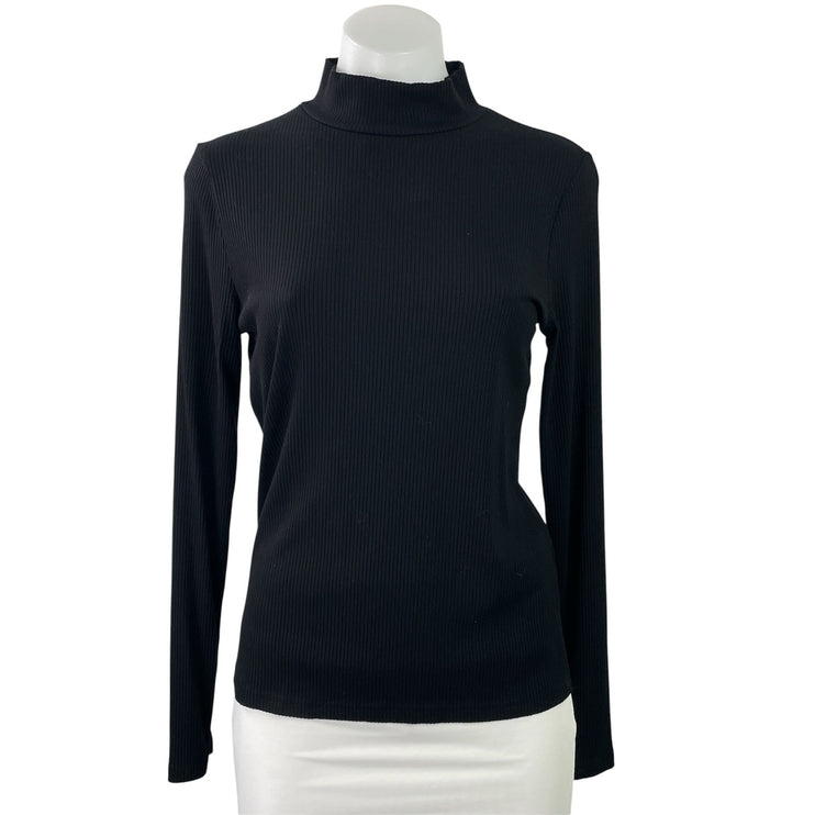 Banana Republic Women's Black Ribbed Knit Mock Neck Long Sleeve Sweater Top M