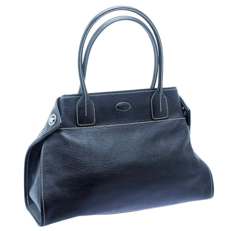 Tod’s Girelli Women's Navy Blue Pebbled Leather Tote Shoulder Hand Bag