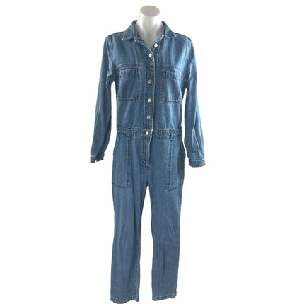 Old Navy Blue Collared Long Sleeve Button Down Denim Coverall Romper Jumpsuit M