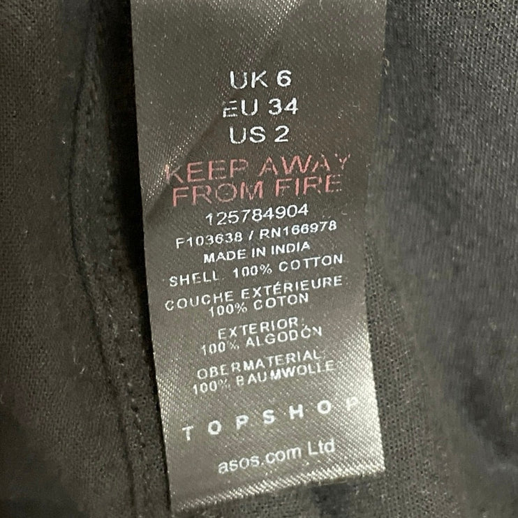 Topshop Womens Black Oversized Relaxed Long Sleeve Boyfriend Button Down Shirt 2