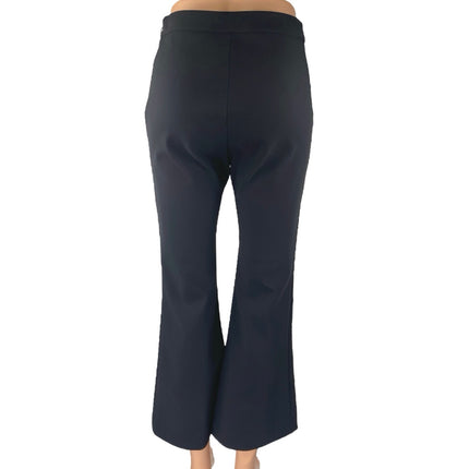 Adam Lippes Women's Black High Waist Flared Bootcut Trousers Dress Pants Size S