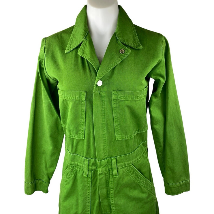 Big Bud Press Women's Green Long Sleeve Utility Denim Jeans Jumpsuits Romper XS