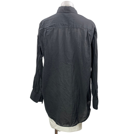 Zara Women's Black Long Sleeve High Low Relaxed Button Down Shirt Top Size S