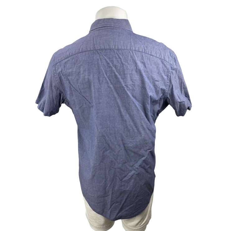 Banana Republic Stretch Soft Wash Standard Fit Blue Button Down Shirt Top Size L