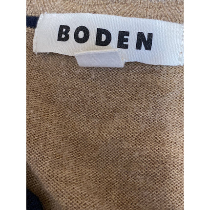 Boden 100% Wool Browm Women's V-Neck Long Sleeve Knit Crop Sweater Top Size M