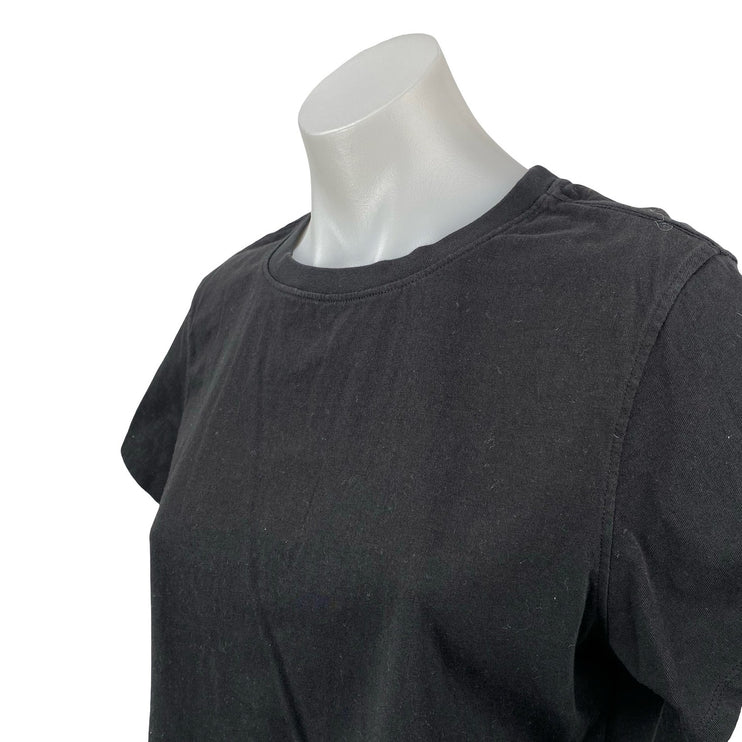 Quince Women's Black Short Sleeve Basic Casual Crew Neck T Shirt Tee Top Size M