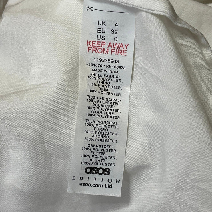 ASOS Edition Women's White Sleeveless Sequin Faux Feather Camisole Mini Dress 0